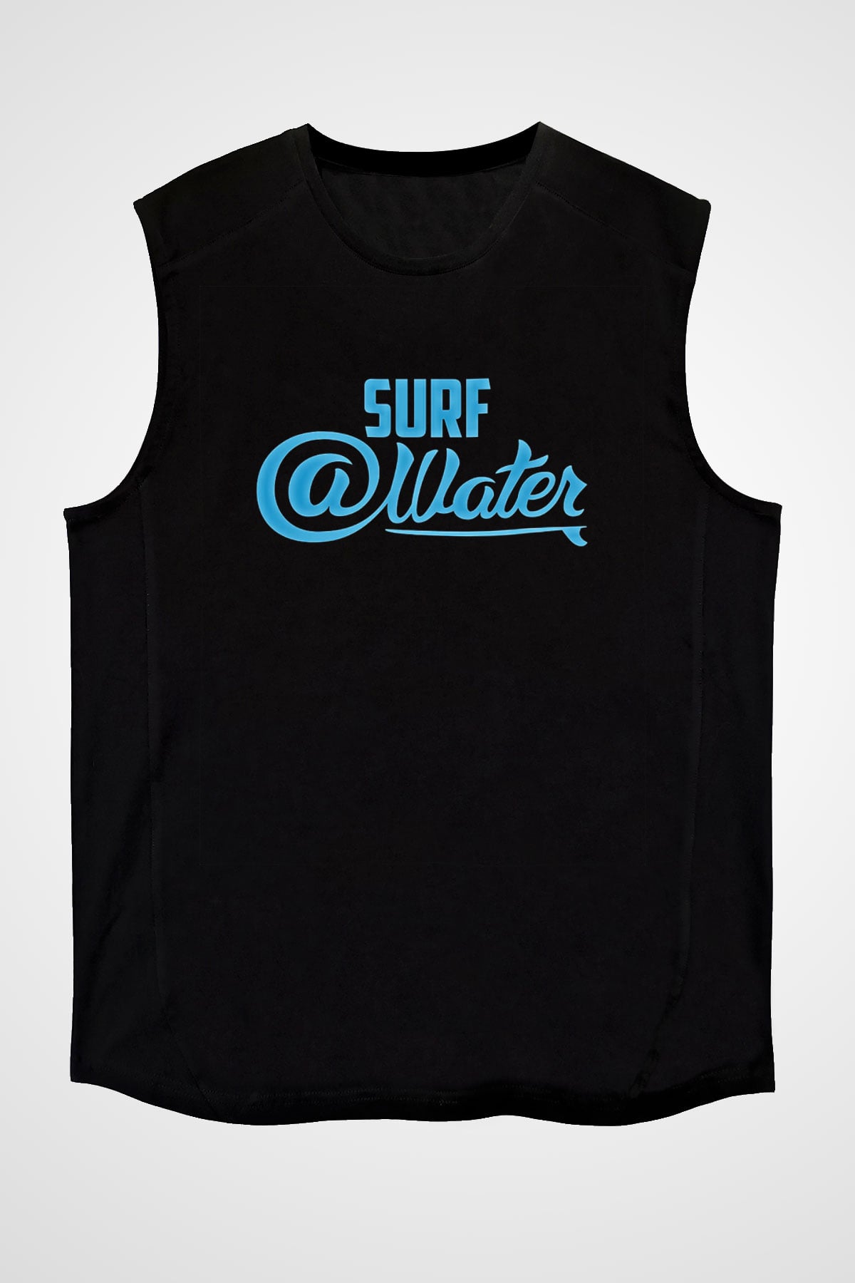 Sörf - Surfing Baskılı Unisex Siyah Kolsuz Tişört