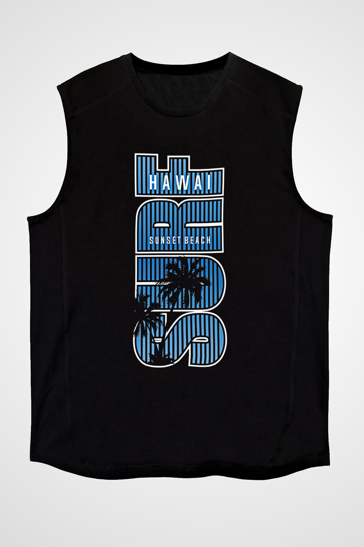 Sörf - Surfing Baskılı Unisex Siyah Kolsuz Tişört