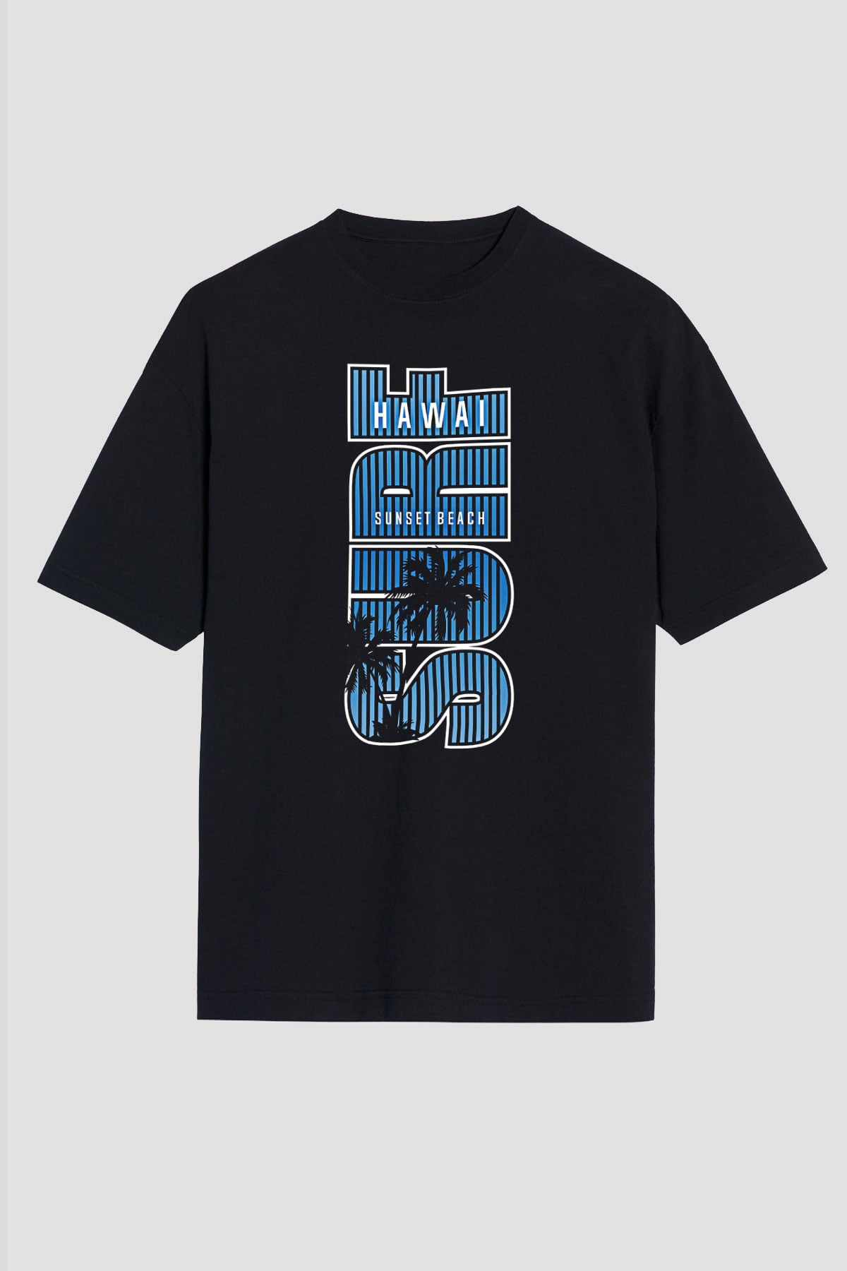 Sörf - Surfing Baskılı Unisex Siyah Oversize Tişört