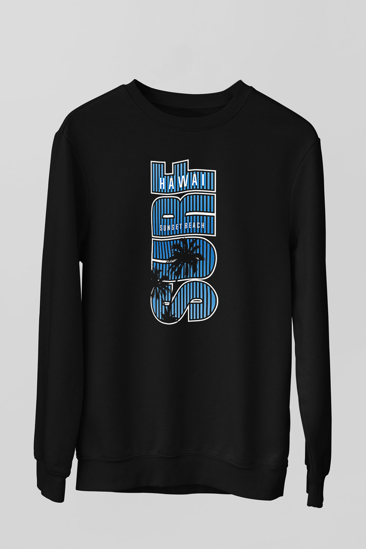 Sörf - Surfing Baskılı Unisex Siyah Sweatshirt