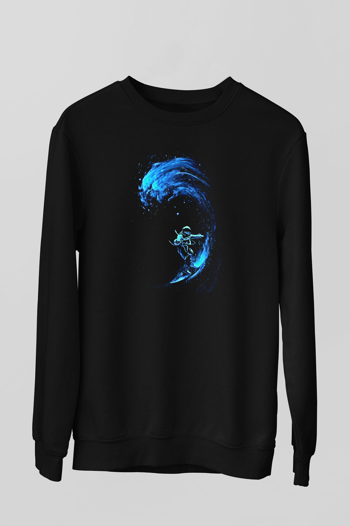 Sörf - Surfing Baskılı Unisex Siyah Sweatshirt