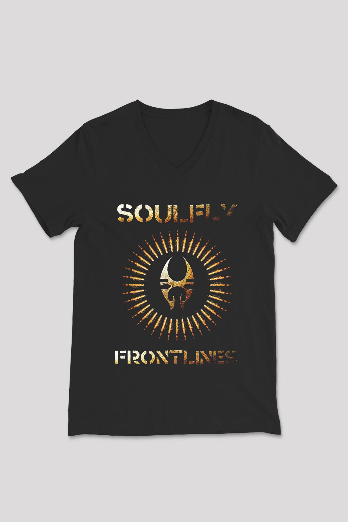 Soulfly Siyah Unisex V Yaka Tişört T-Shirt