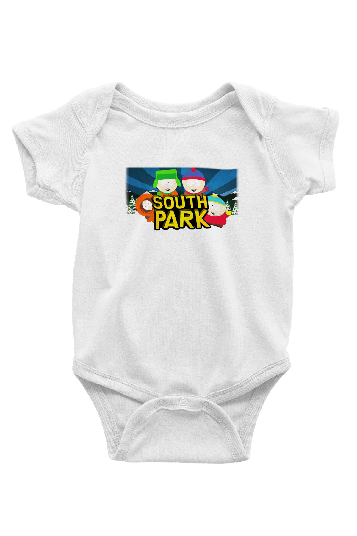 South Park Baskılı Beyaz Unisex Bebek Body - Zıbın