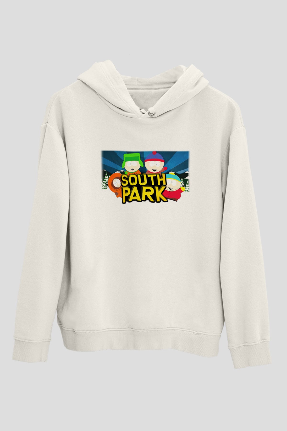 South Park Beyaz Unisex Kapşonlu Sweatshirt