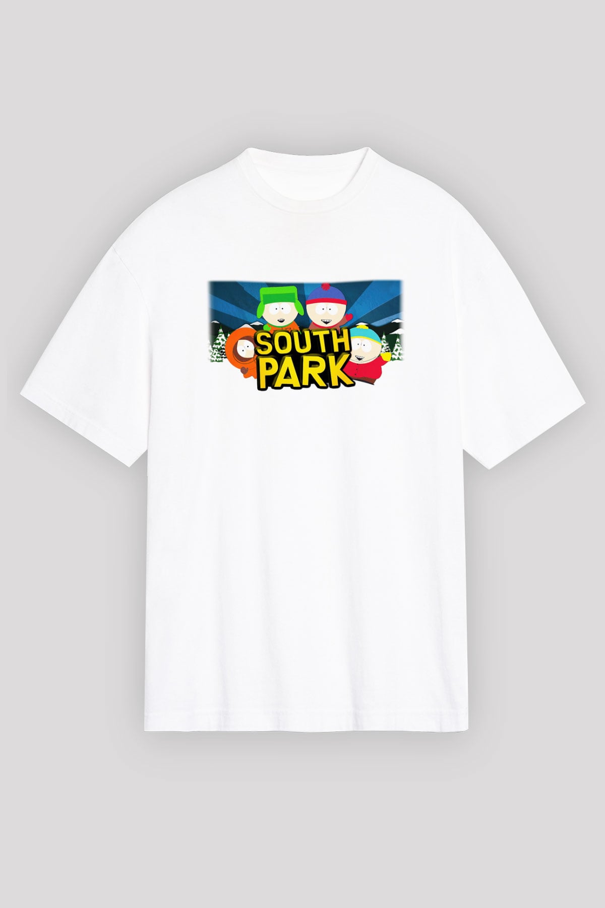 South Park Beyaz Unisex Oversize Tişört T-Shirt