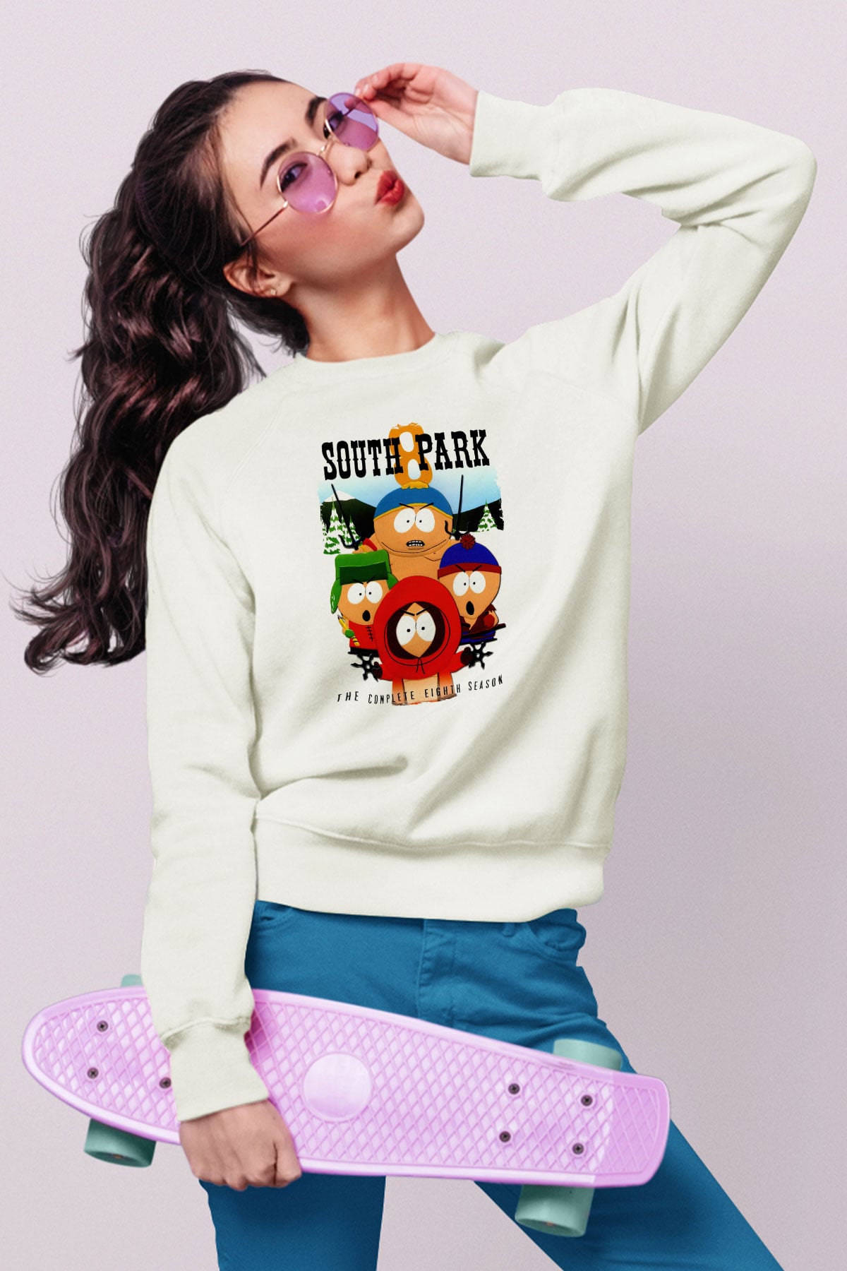 South Park Beyaz Unisex Sweatshirt
