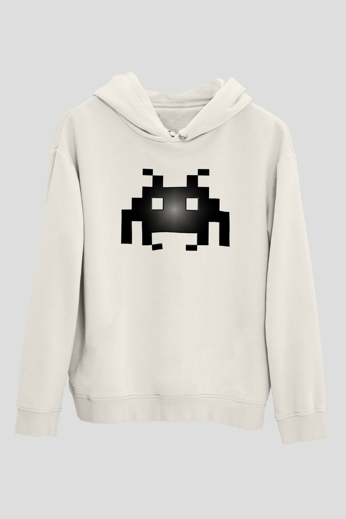 Space Invaders Beyaz Unisex Hoodie