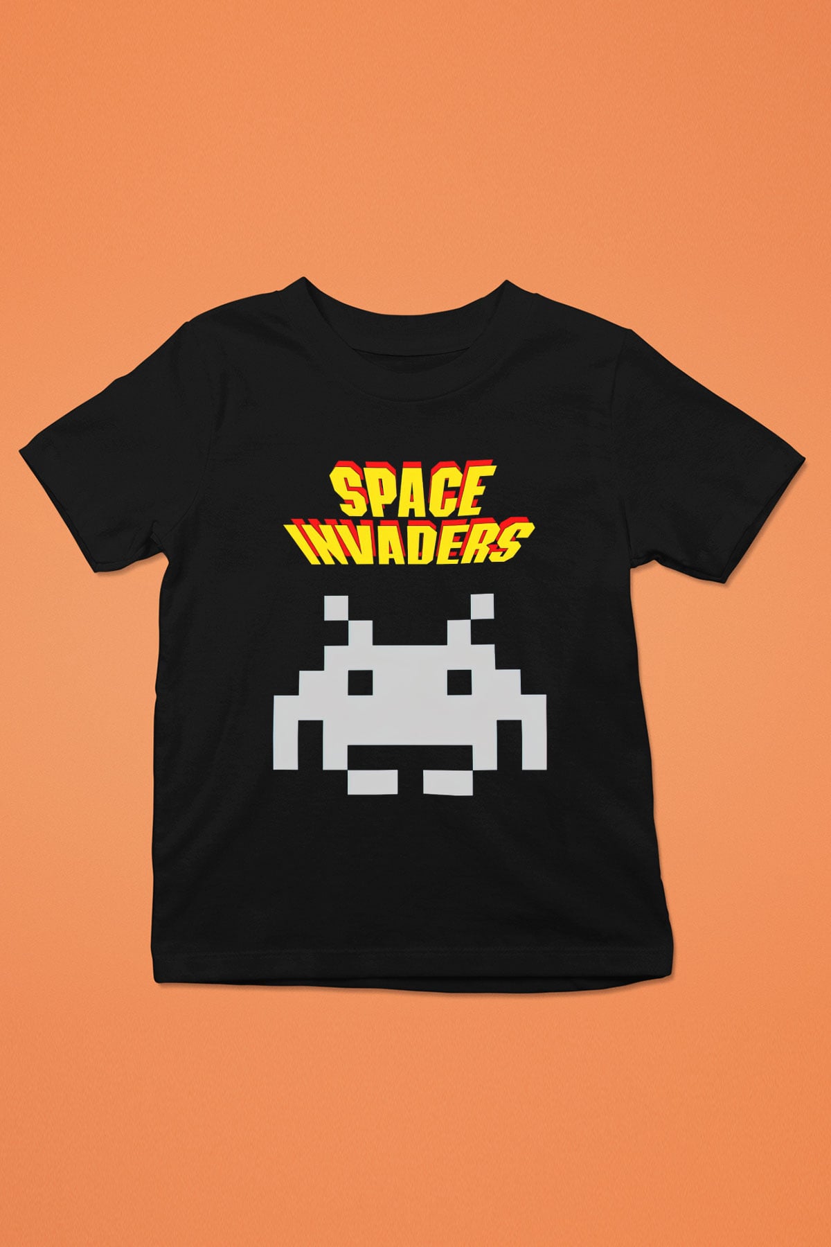 Space Invaders Siyah Unisex  Çocuk Tişört