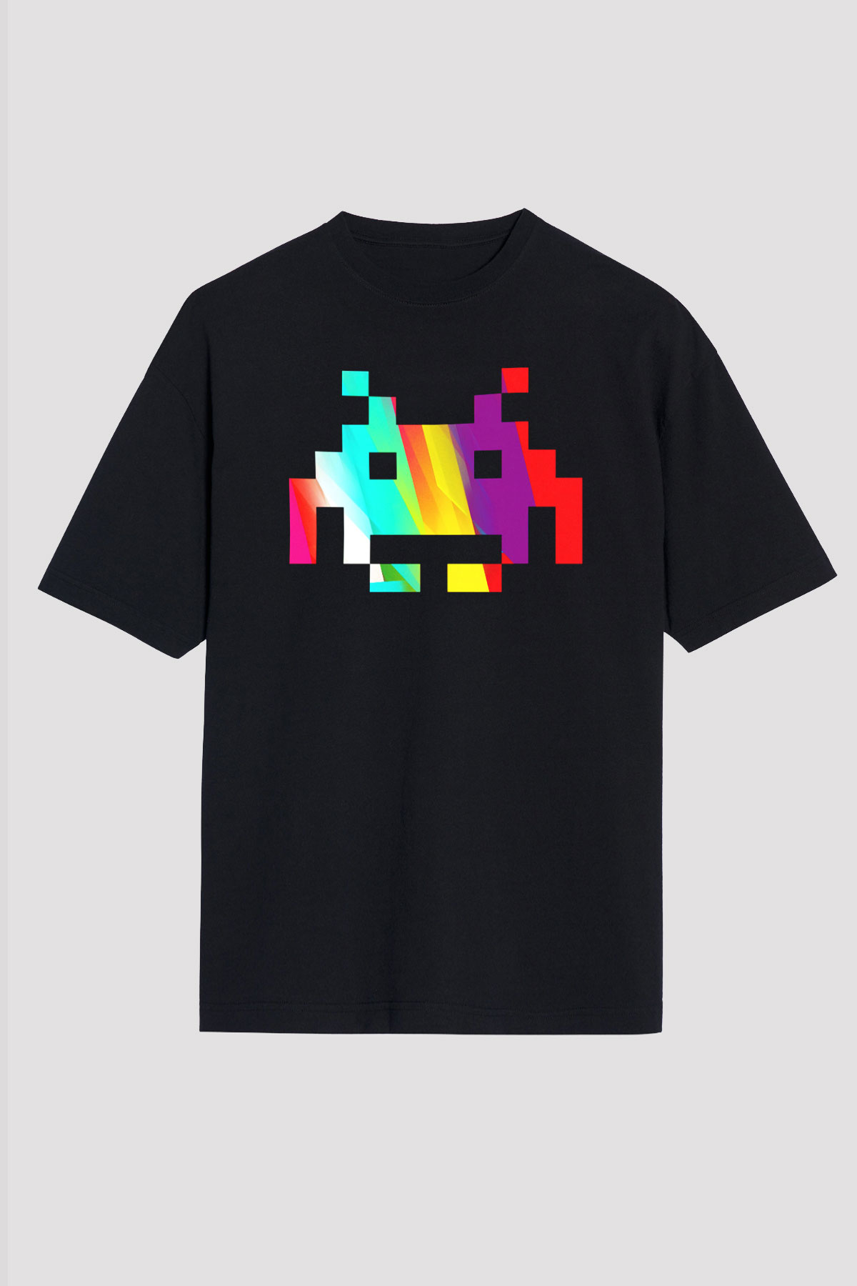 Space Invaders Siyah Unisex Oversize Tişört T-Shirt