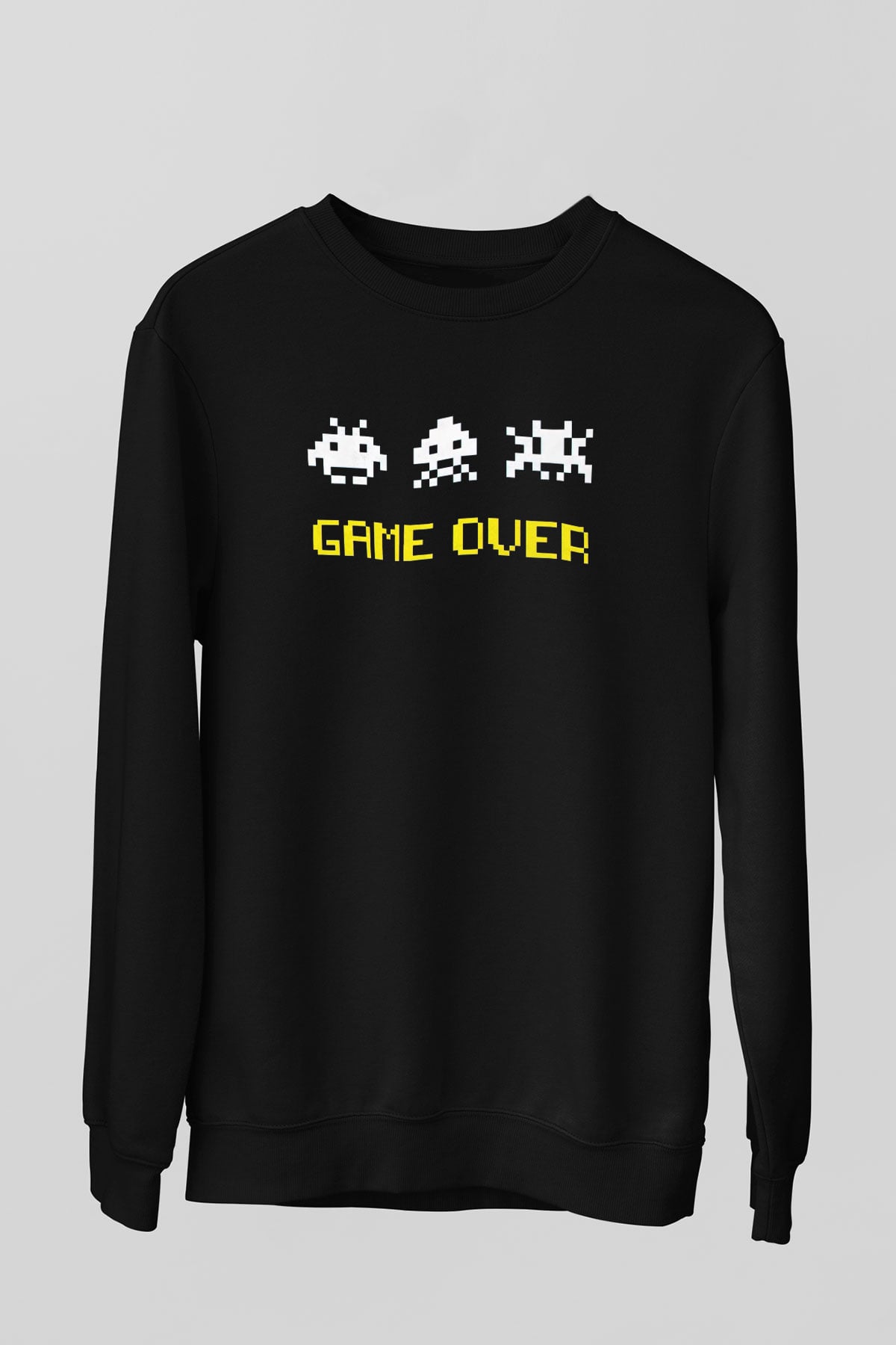 Space Invaders Siyah Unisex  Sweatshirt