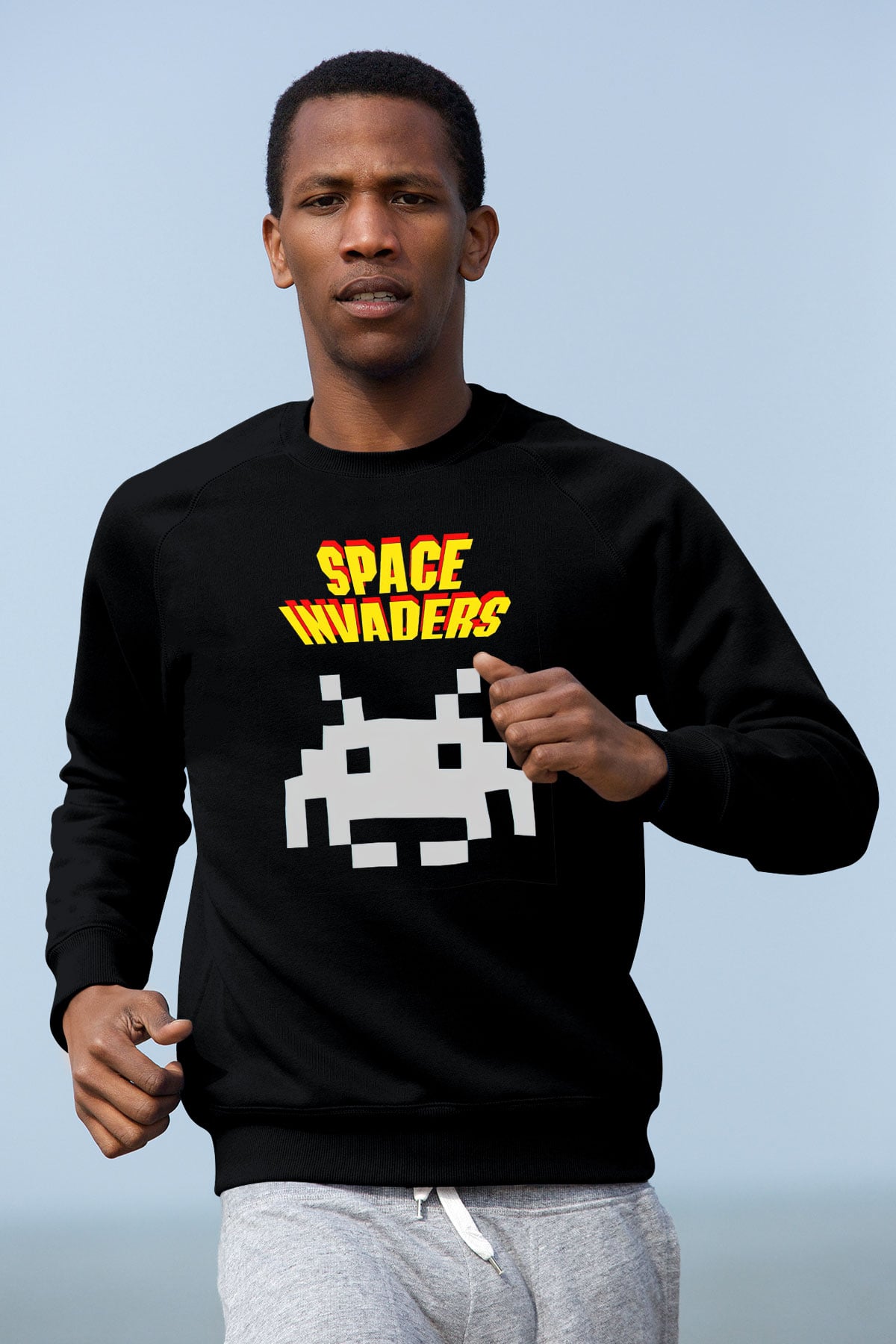 Space Invaders Siyah Unisex  Sweatshirt