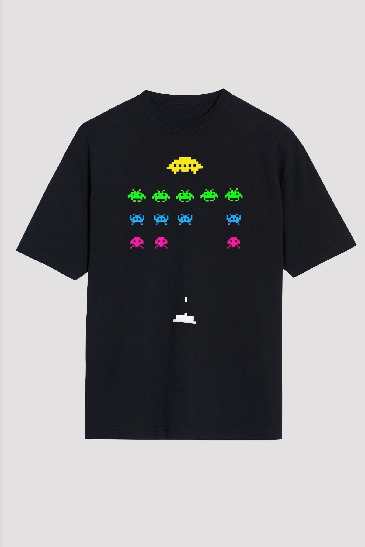 Space Invaders Siyah Unisex Tişört
