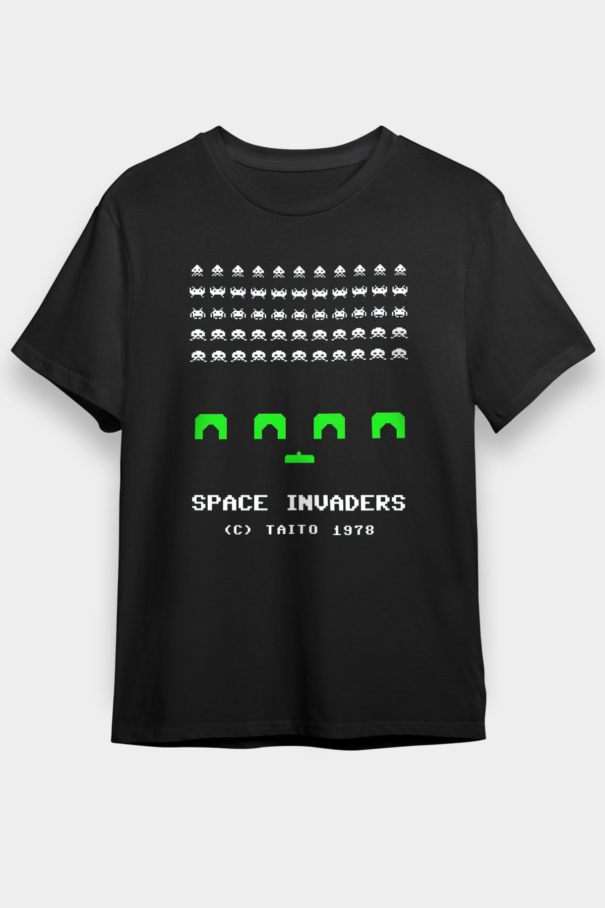 Space Invaders Siyah Unisex Tişört