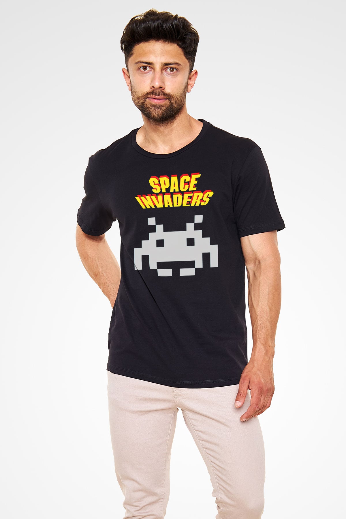 Space Invaders Siyah Unisex Tişört