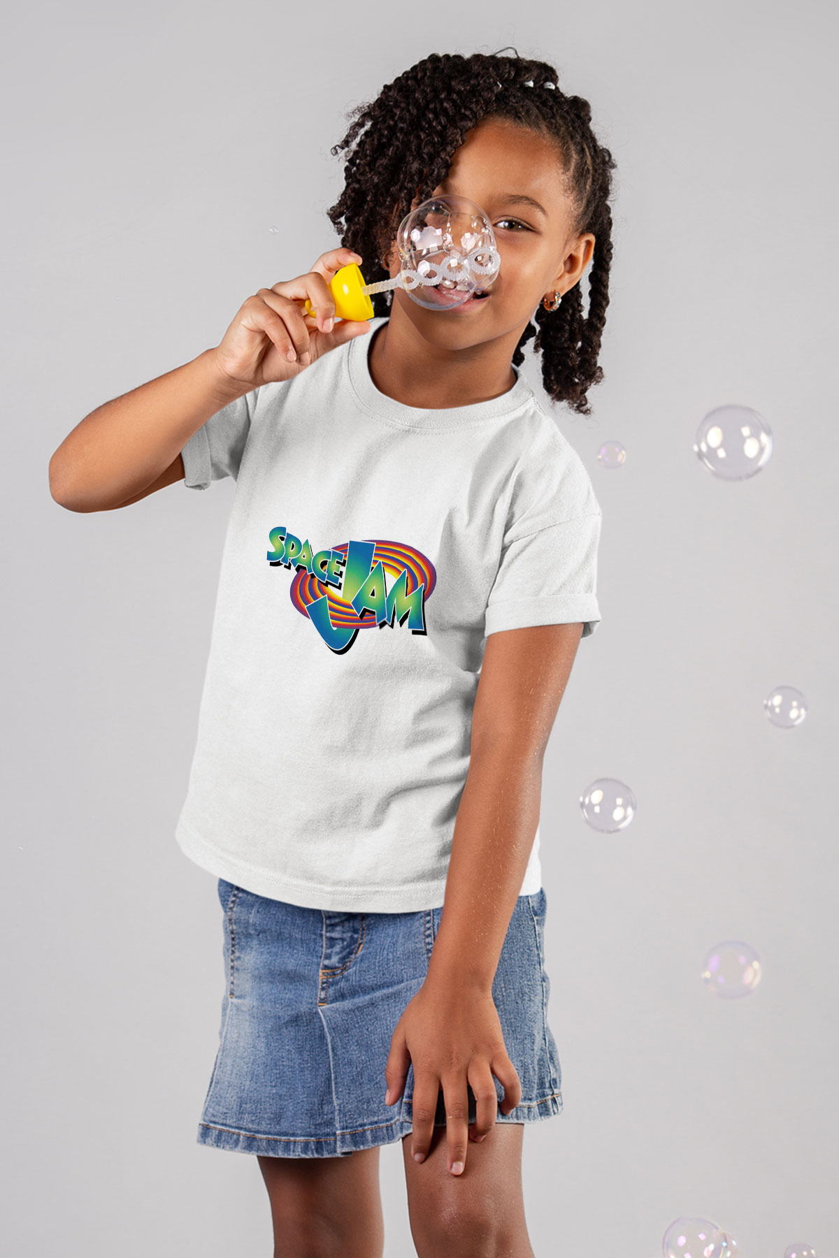Space Jam Baskılı Beyaz Unisex Çocuk Tişört