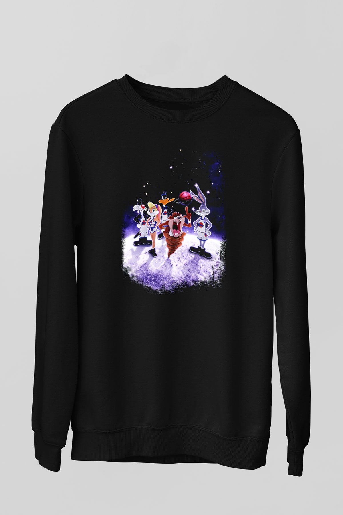 Space Jam Siyah Unisex Sweatshirt