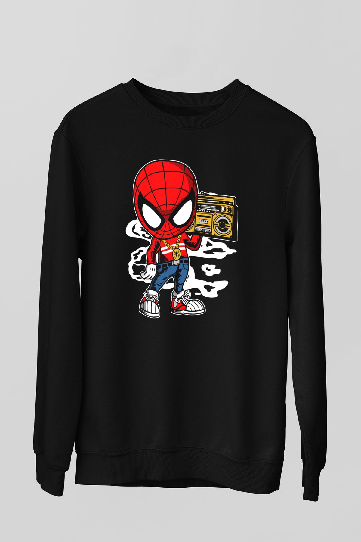Spider Boombox Baskılı Siyah Unisex Tshirt