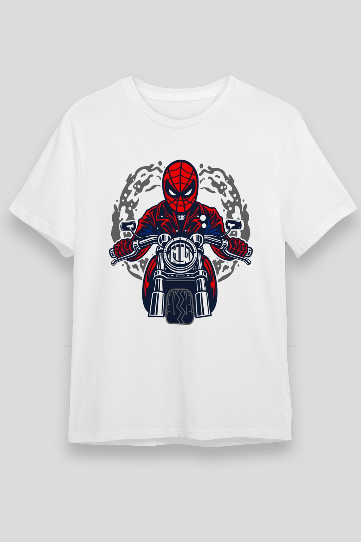 Spider Rider Baskılı Beyaz Unisex Tshirt