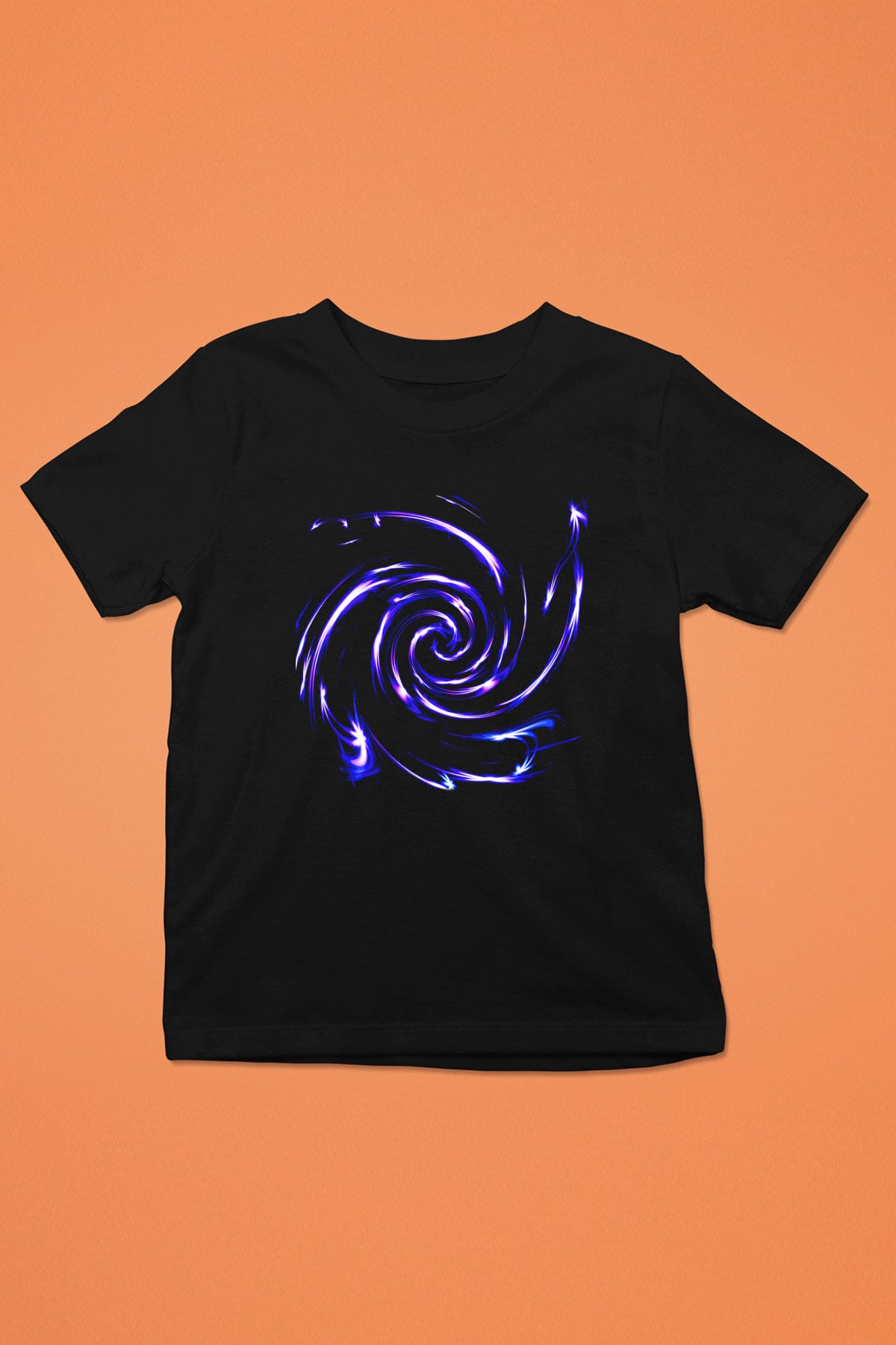 Spiral Baskılı Siyah Unisex Çocuk Tişört