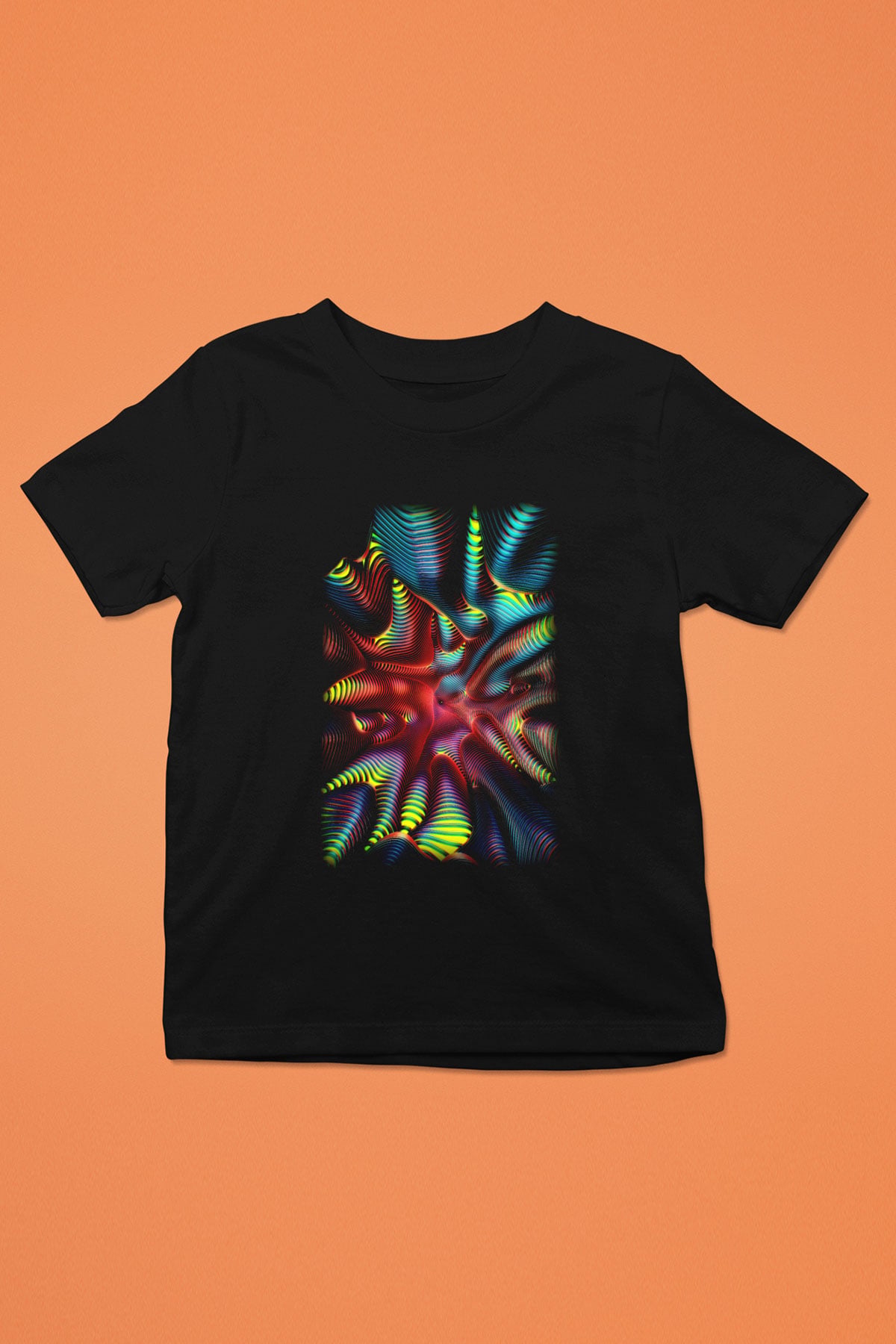 Spiral Baskılı Siyah Unisex Çocuk Tişört