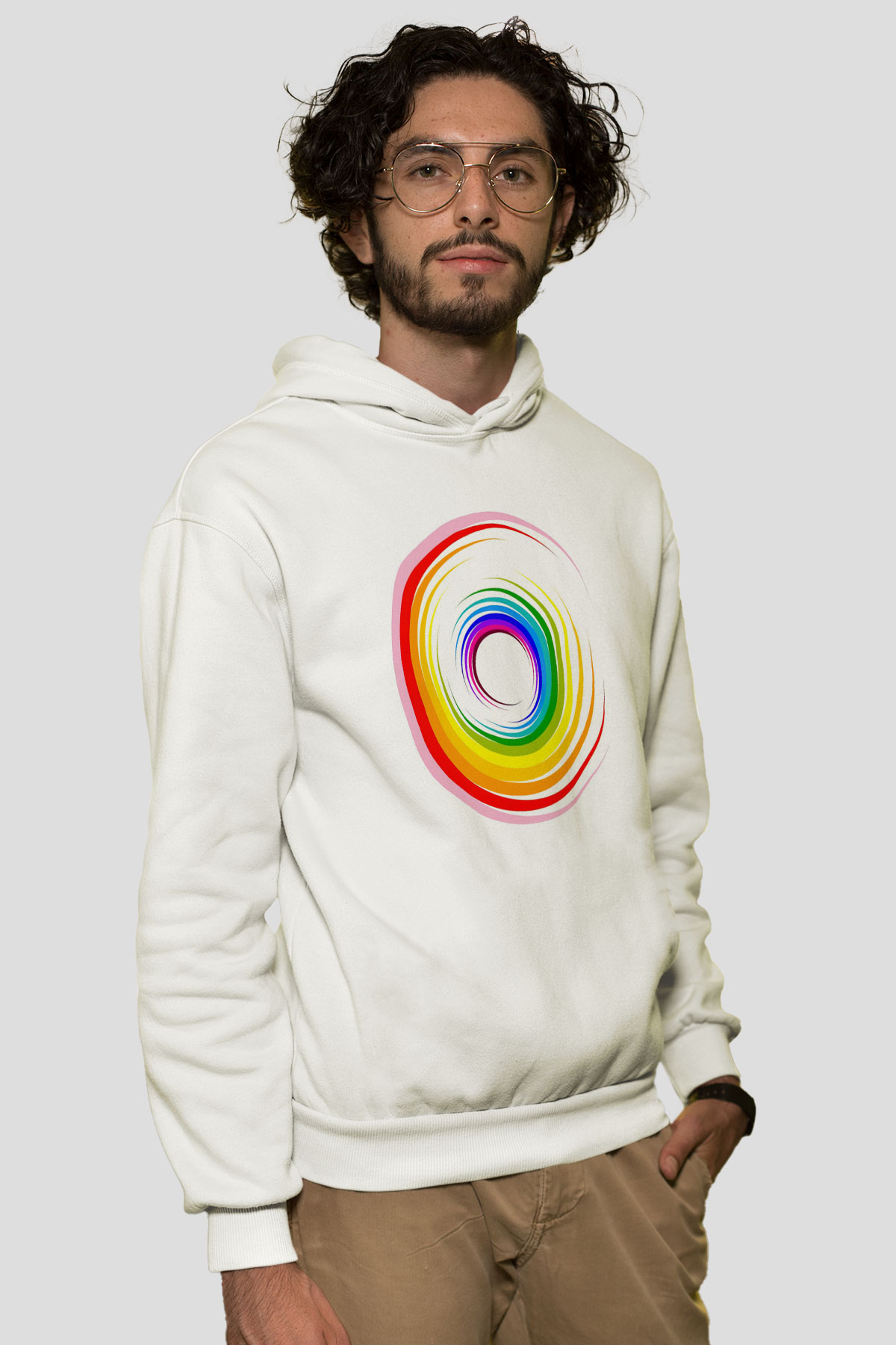Spiral Beyaz Unisex Hoodie
