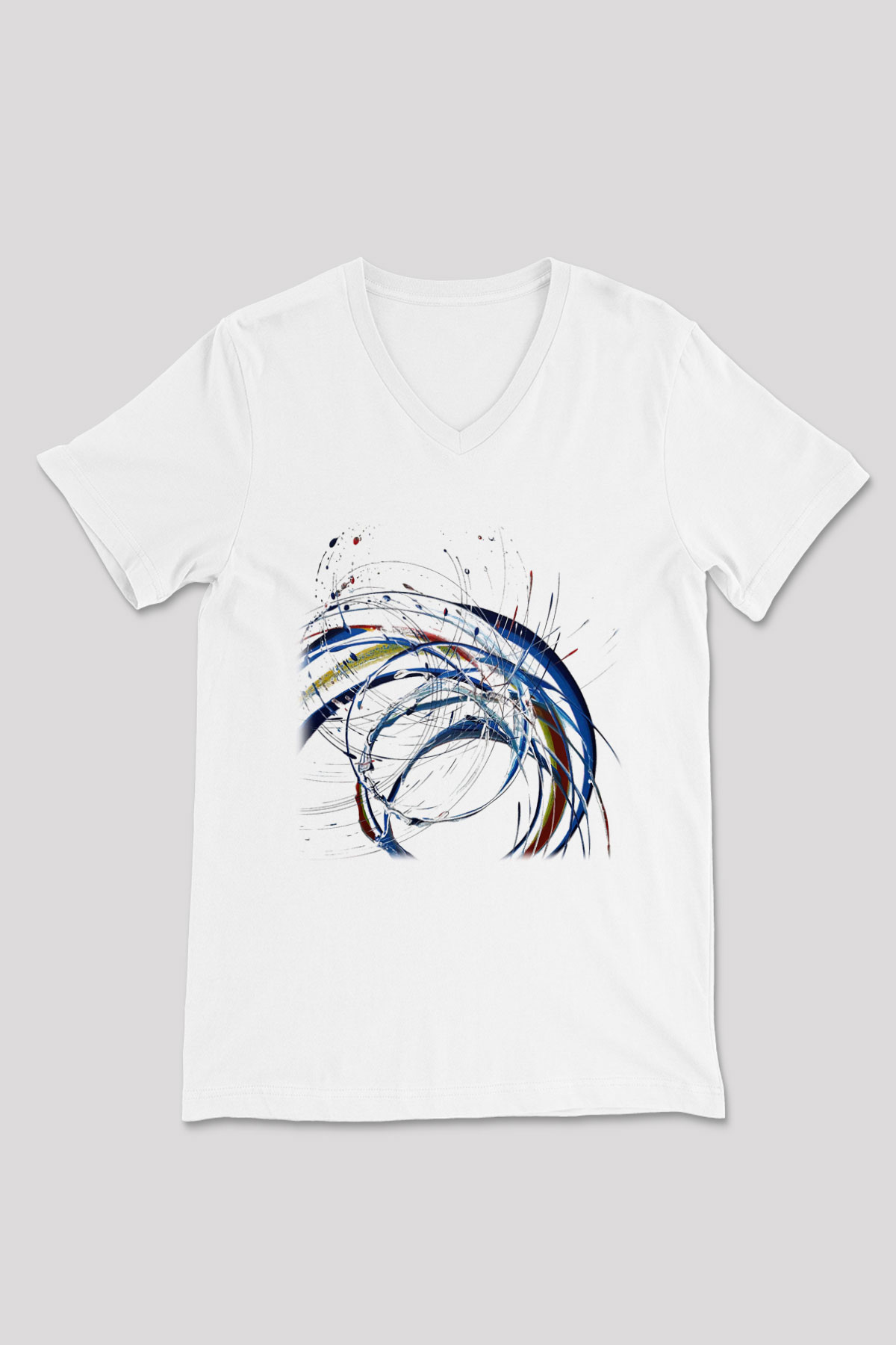 Spiral Beyaz Unisex V Yaka Tişört T-Shirt