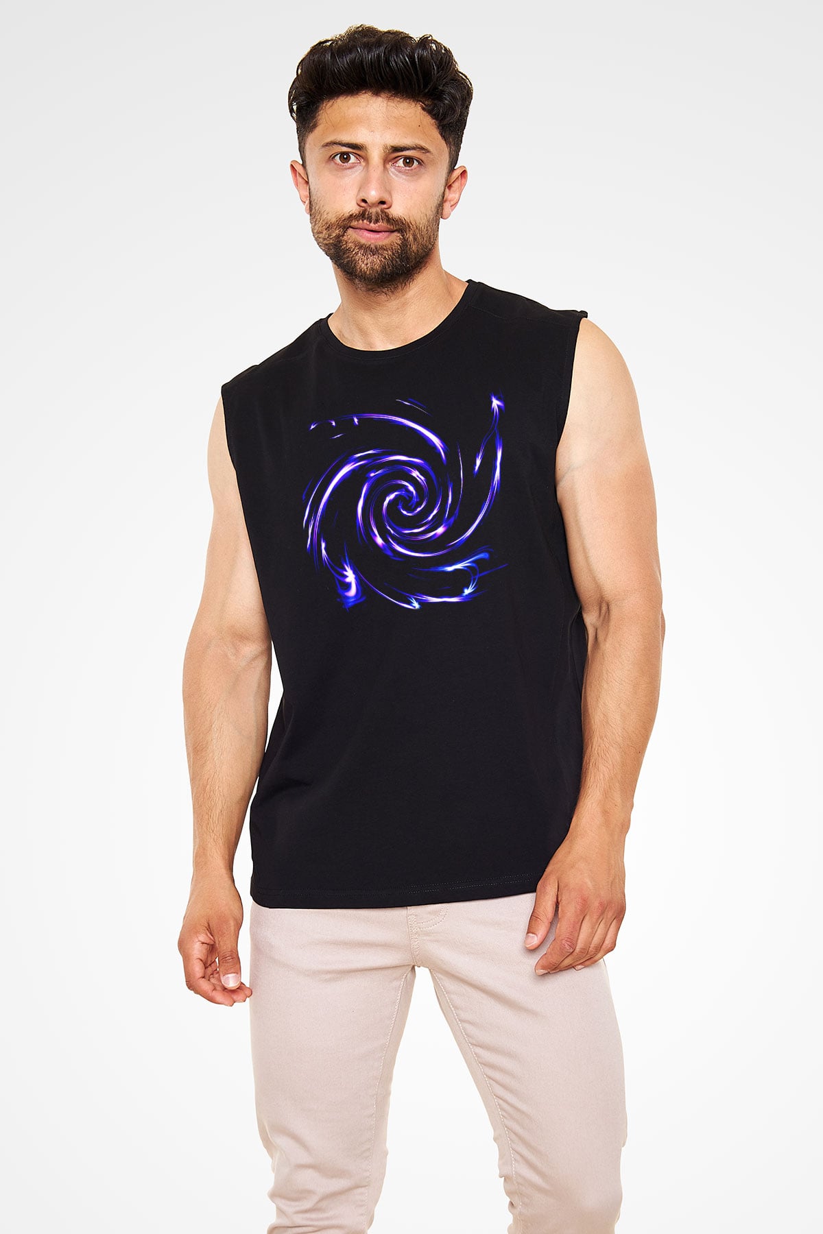 Spiral Siyah Unisex Kolsuz Tişört