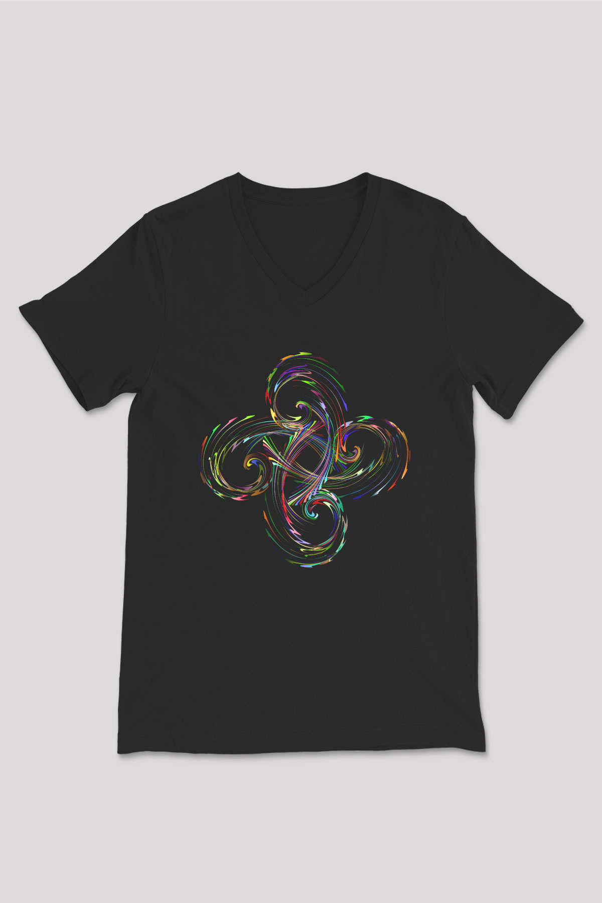 Spiral Siyah Unisex V Yaka Tişört T-Shirt