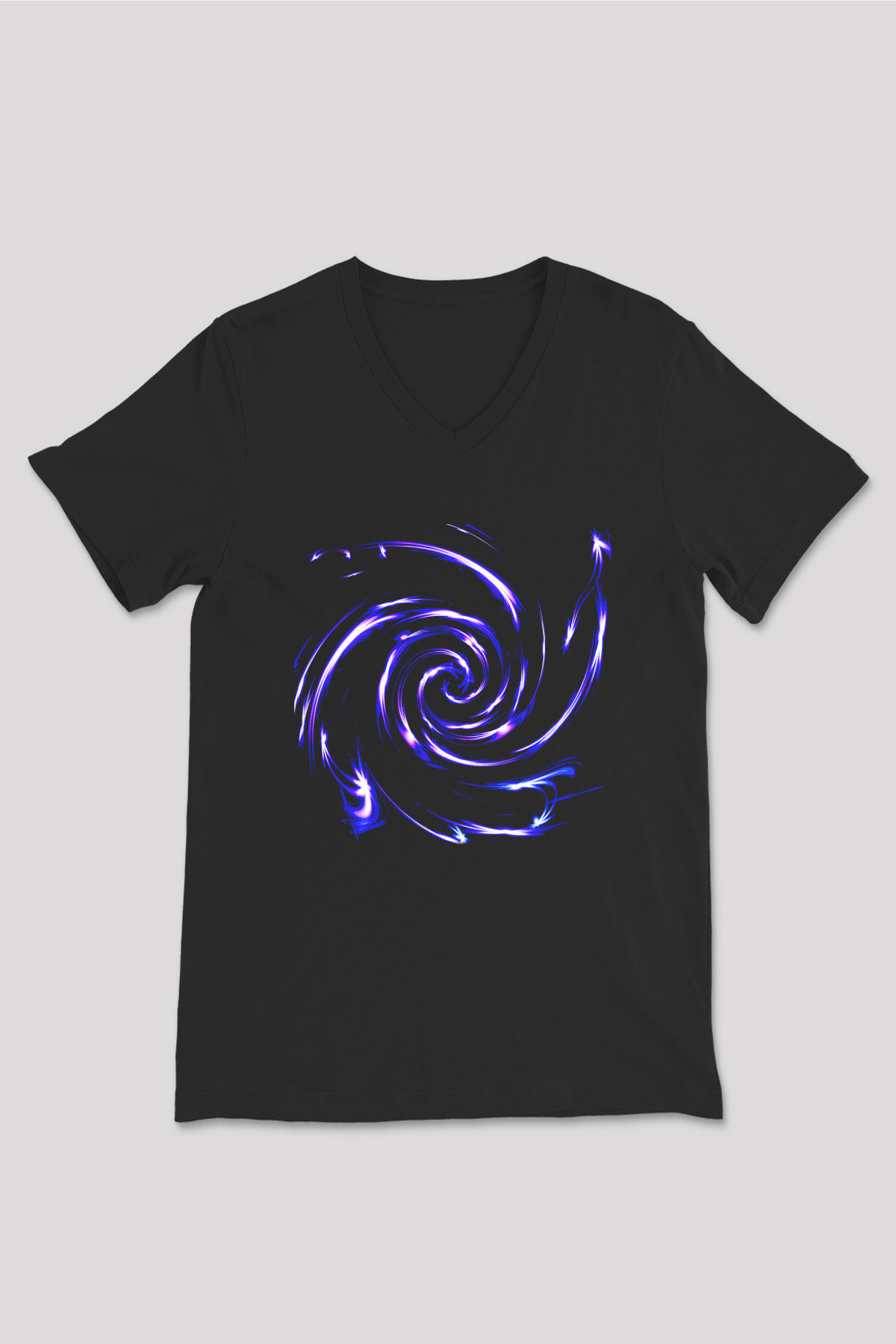 Spiral Siyah Unisex V Yaka Tişört T-Shirt