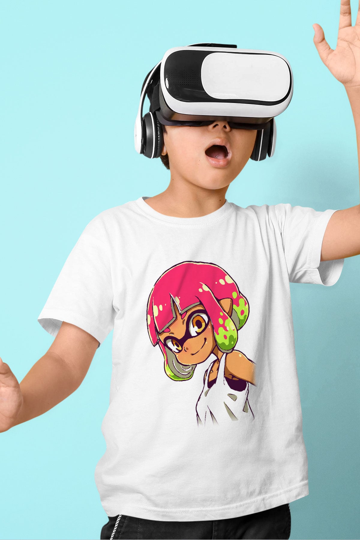 Splatoon Baskılı Beyaz Unisex Çocuk Tişört