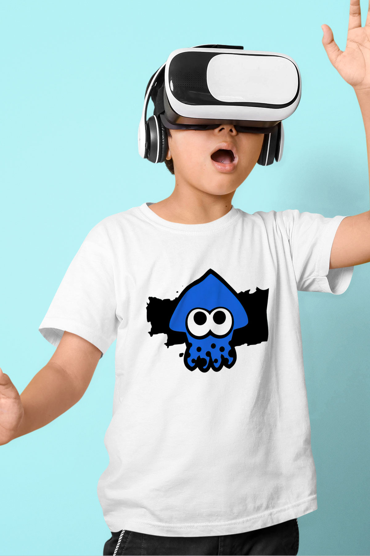 Splatoon Baskılı Beyaz Unisex Çocuk Tişört