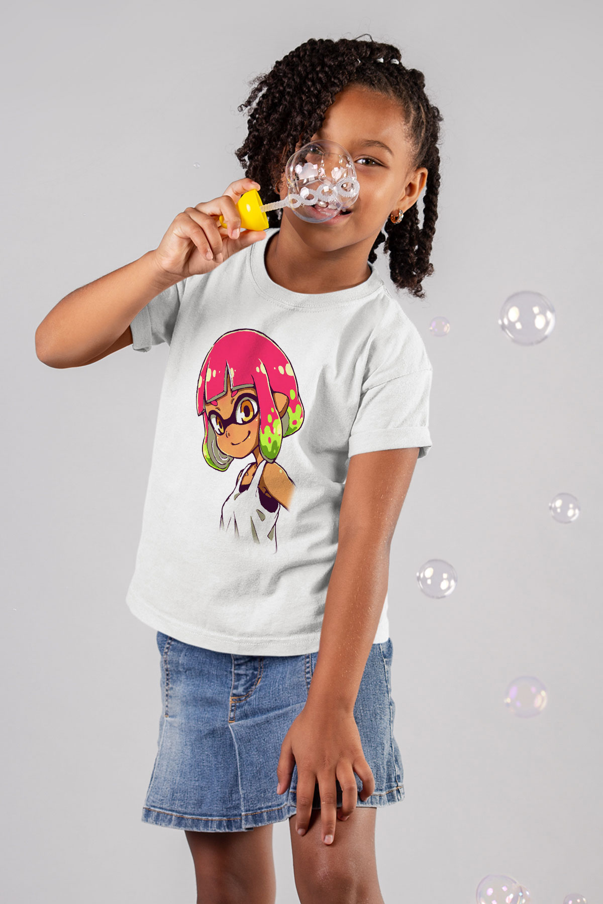 Splatoon Baskılı Beyaz Unisex Çocuk Tişört