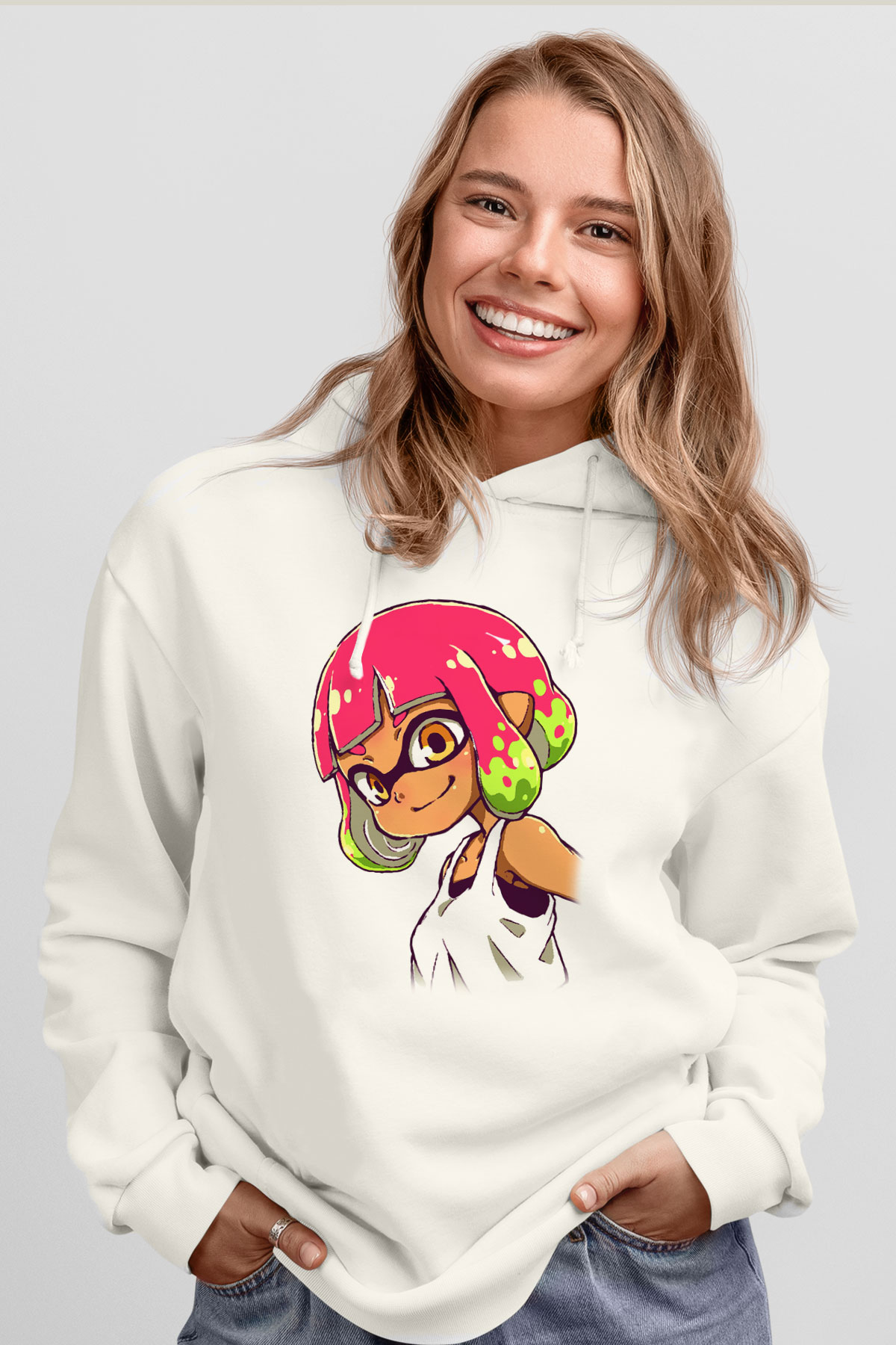 Splatoon Beyaz Unisex Hoodie