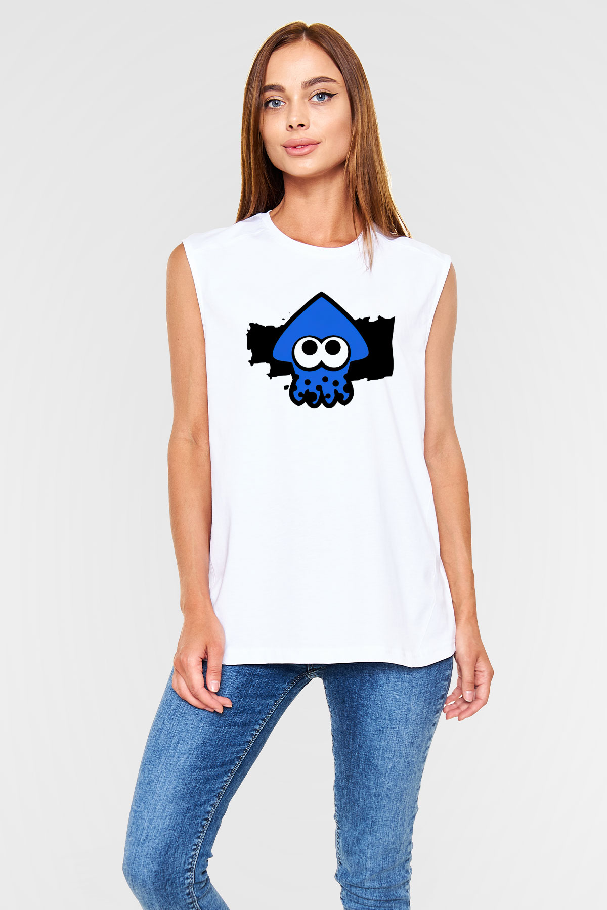 Splatoon Beyaz Unisex Kolsuz Tişört