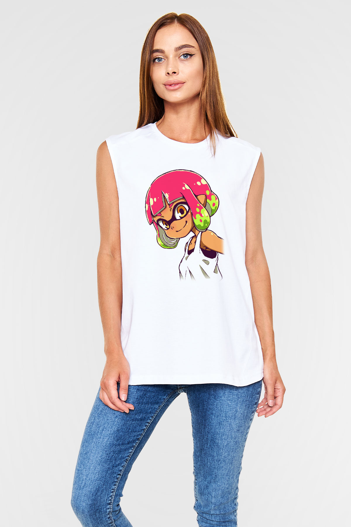 Splatoon Beyaz Unisex Kolsuz Tişört