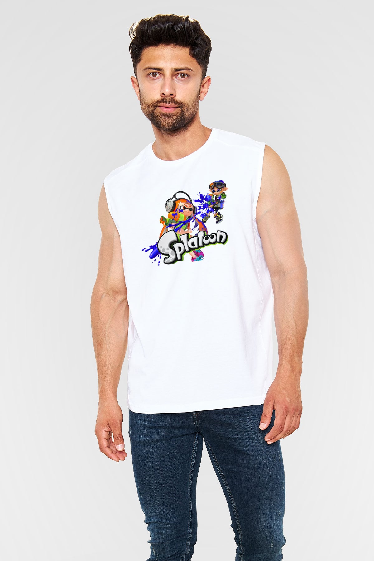 Splatoon Beyaz Unisex Kolsuz Tişört
