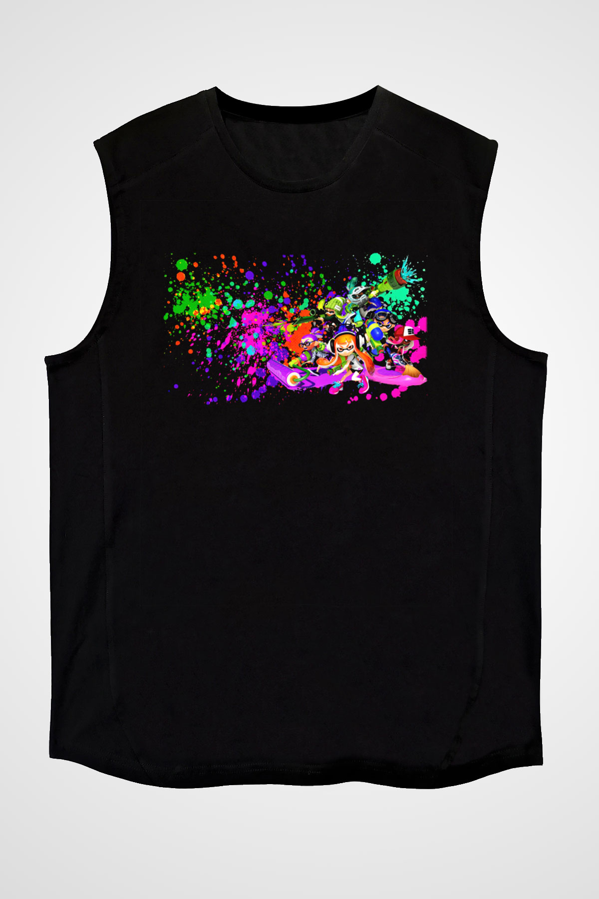 Splatoon Siyah Unisex Kolsuz Tişört