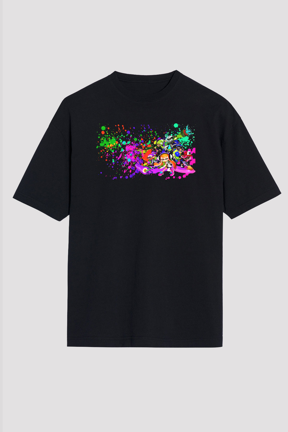 Splatoon Siyah Unisex Oversize Tişört T-Shirt