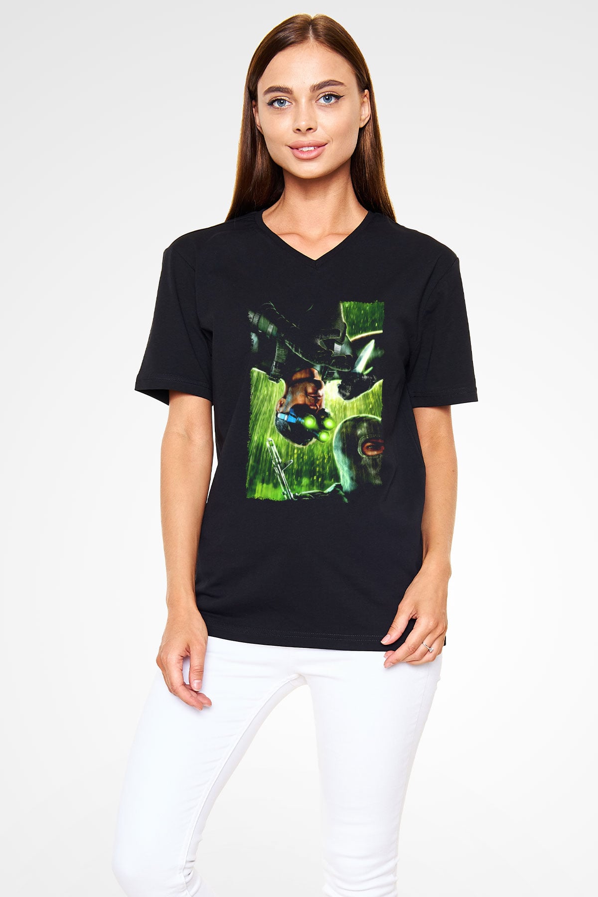 Splinter Cell Siyah Unisex V Yaka Tişört