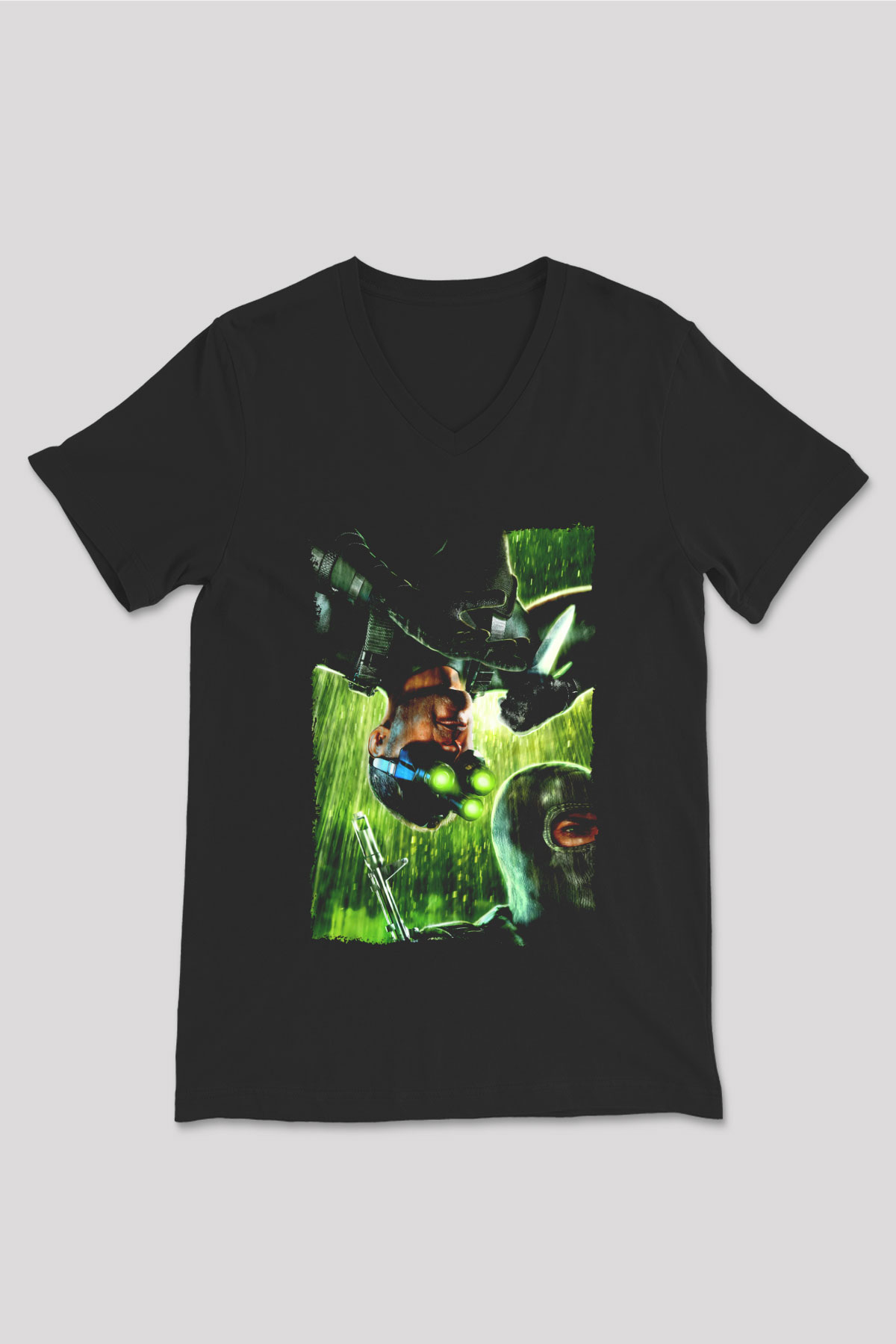 Splinter Cell Siyah Unisex V Yaka Tişört