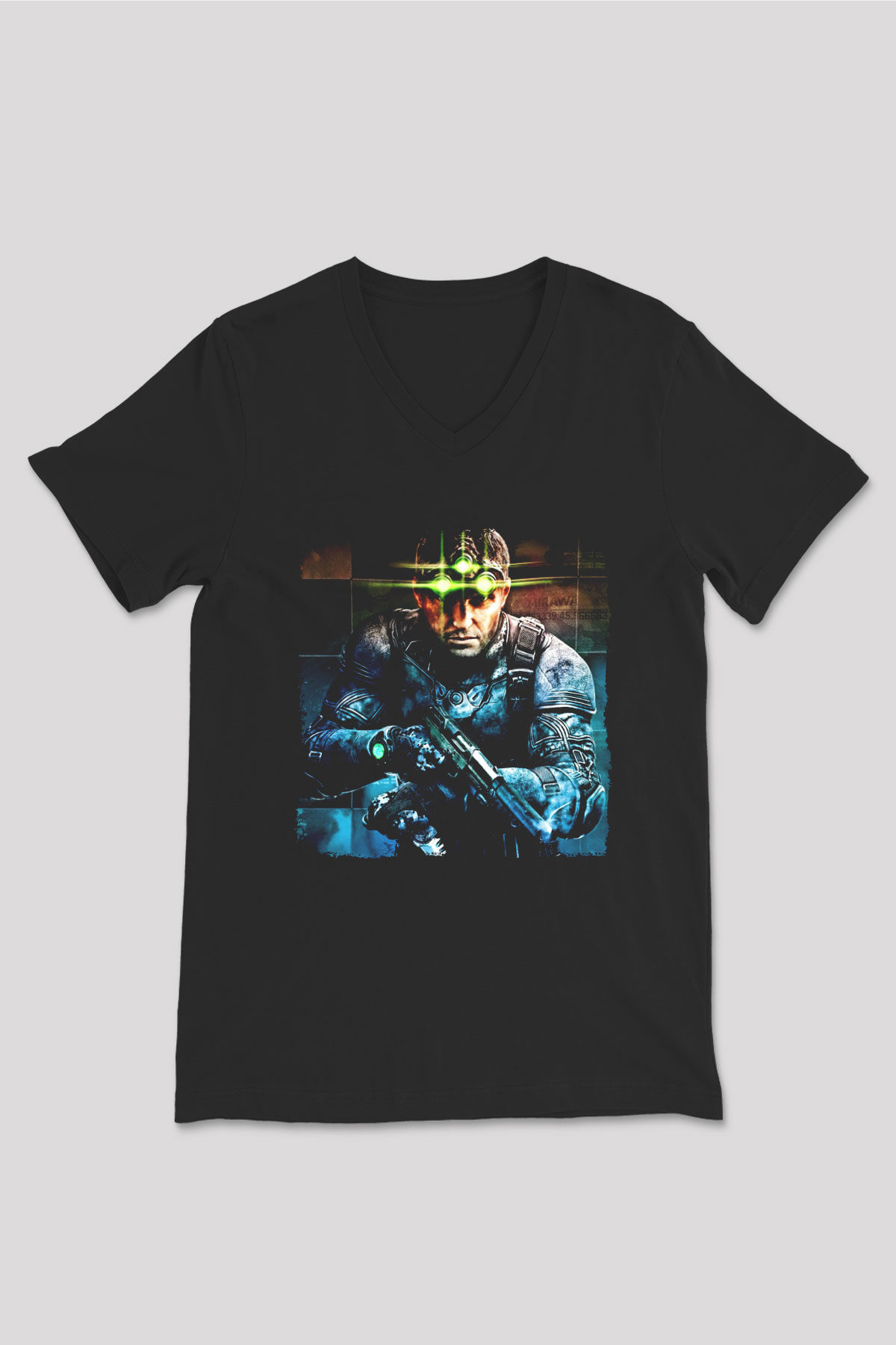 Splinter Cell Siyah Unisex V Yaka Tişört