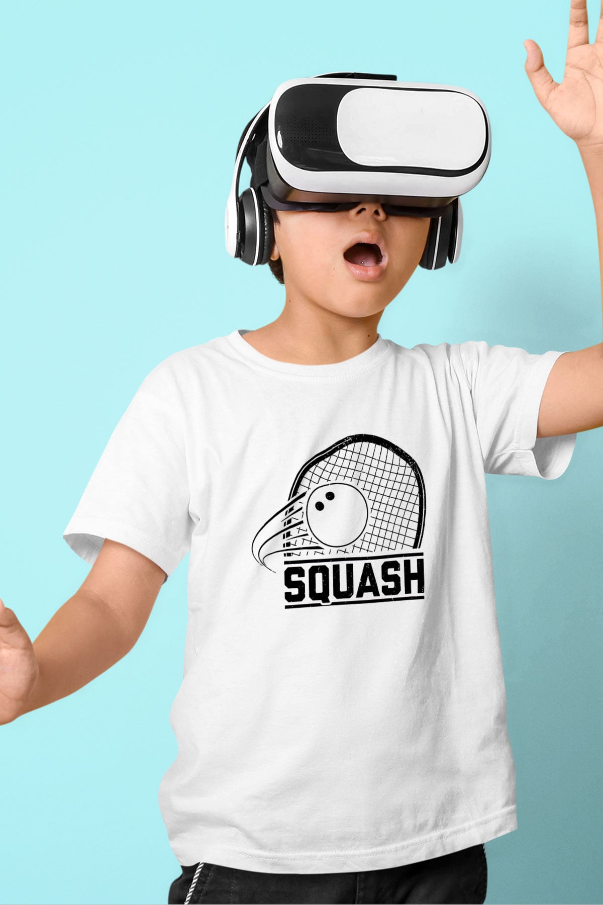 Squash Baskılı Unisex Beyaz Çocuk Tişört - Tshirt