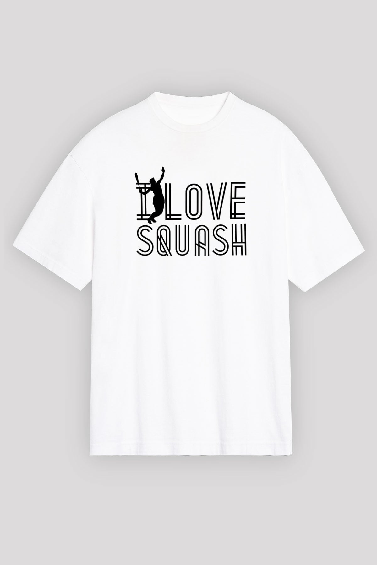 Squash Baskılı Unisex Beyaz Oversize Tişört - Tshirt