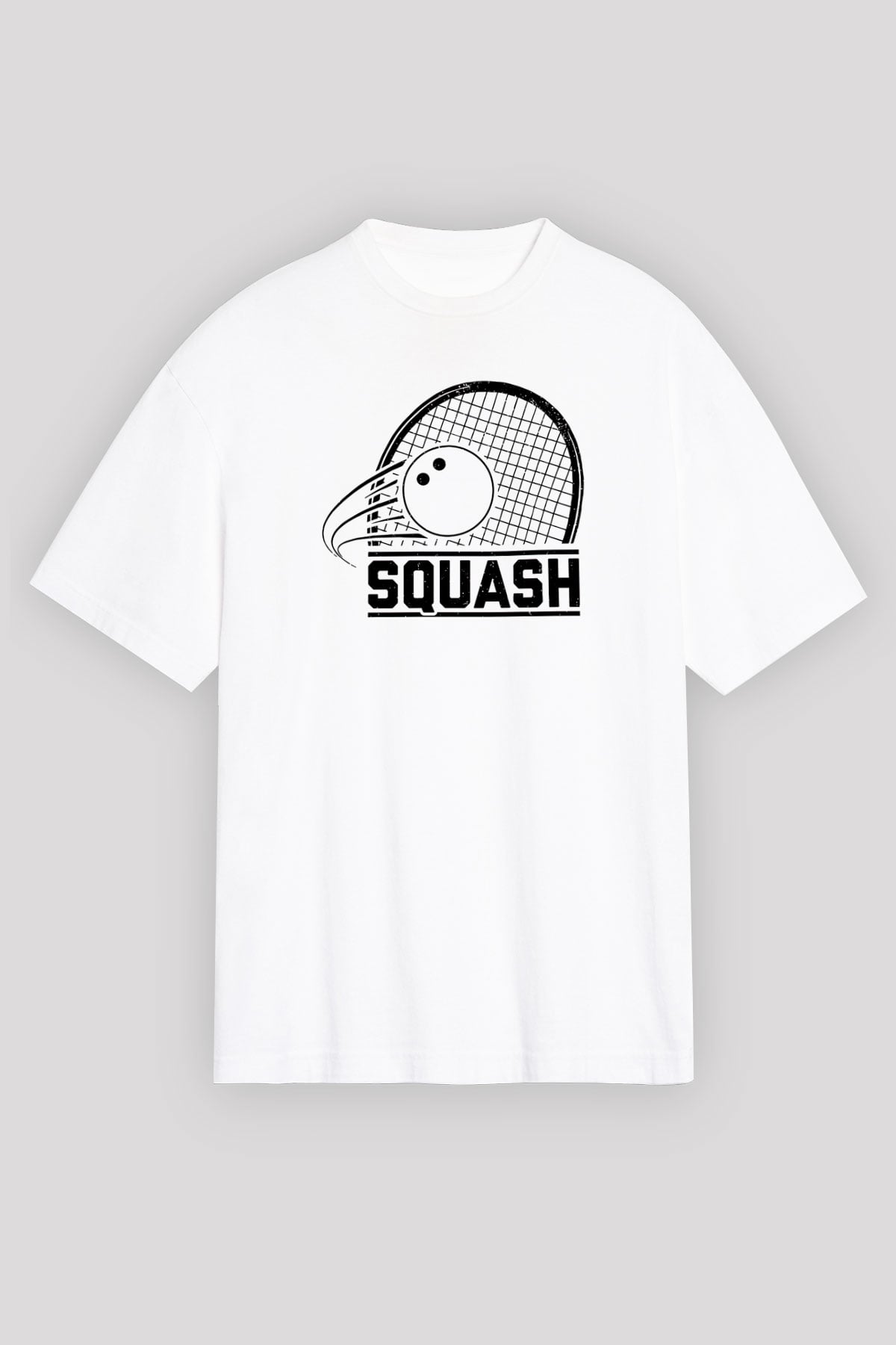 Squash Baskılı Unisex Beyaz Oversize Tişört - Tshirt