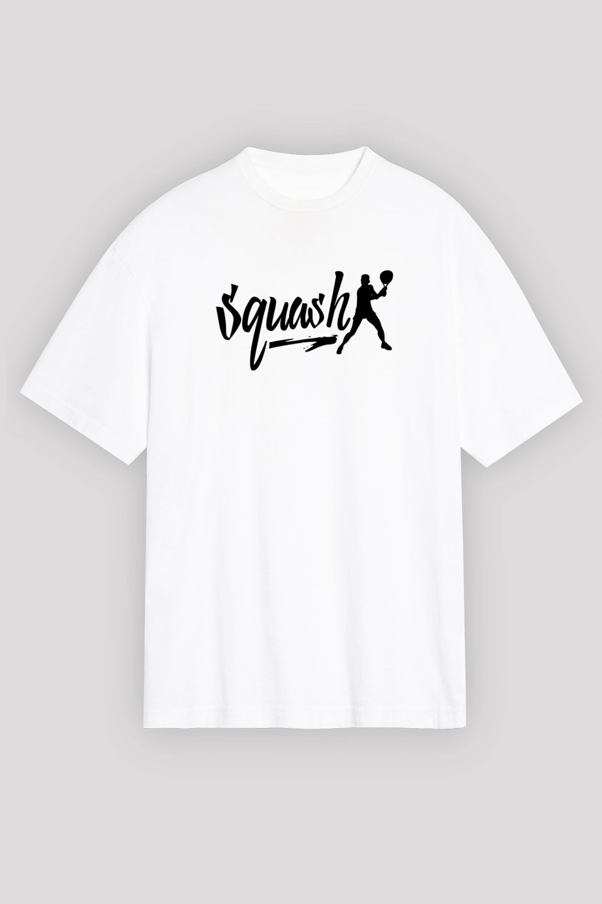 Squash Baskılı Unisex Beyaz Oversize Tişört - Tshirt