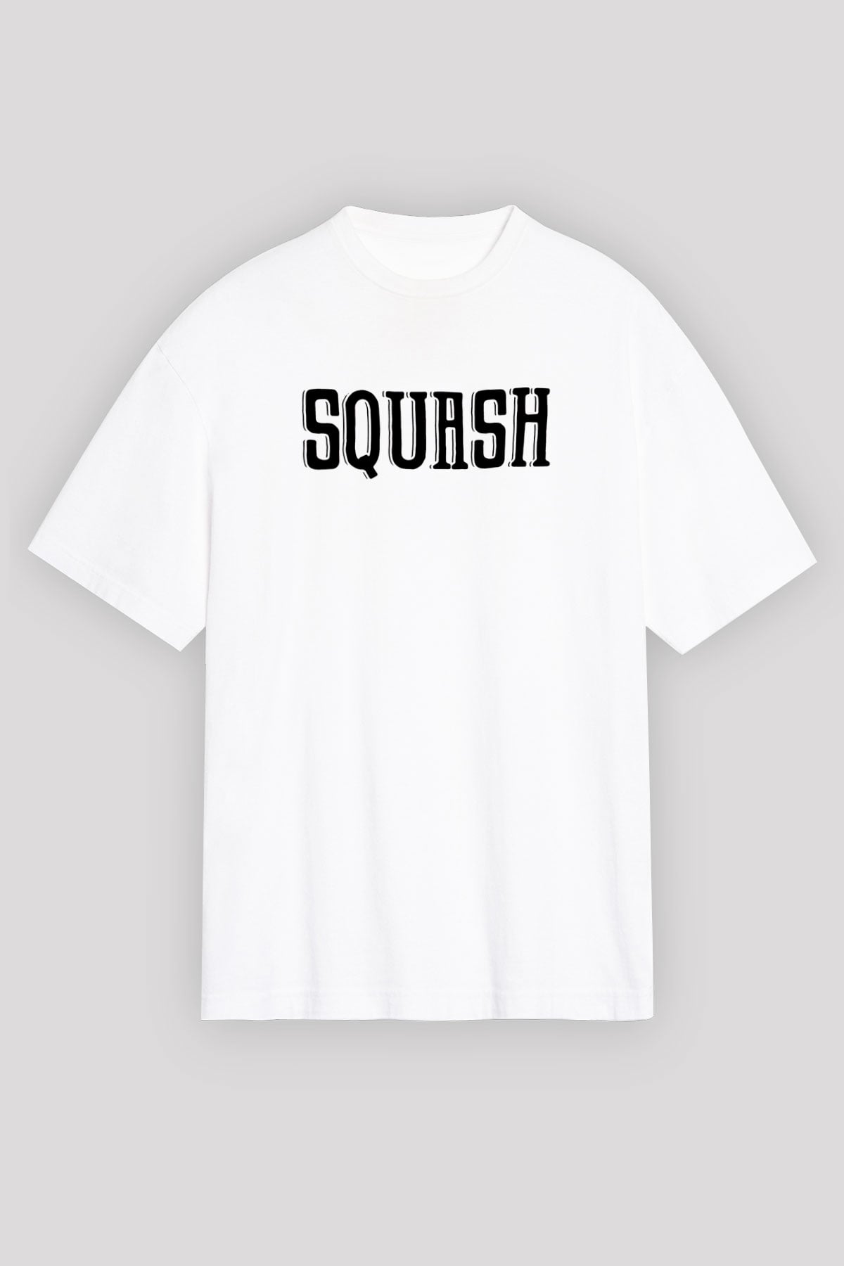 Squash Baskılı Unisex Beyaz Oversize Tişört - Tshirt