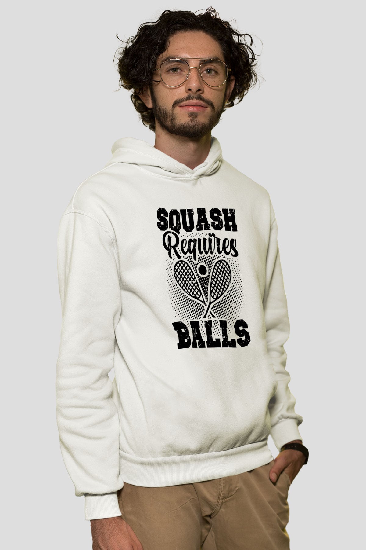 Squash Baskılı Unisex Ekru Hoodie