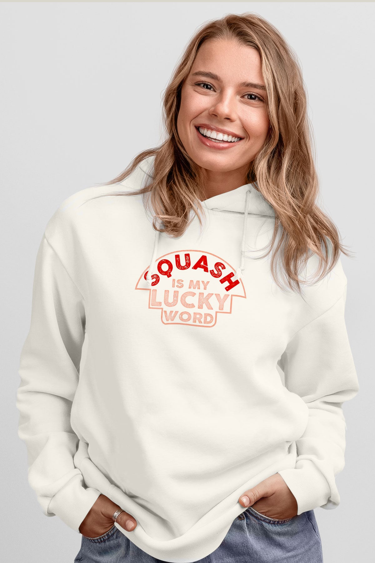 Squash Baskılı Unisex Ekru Hoodie