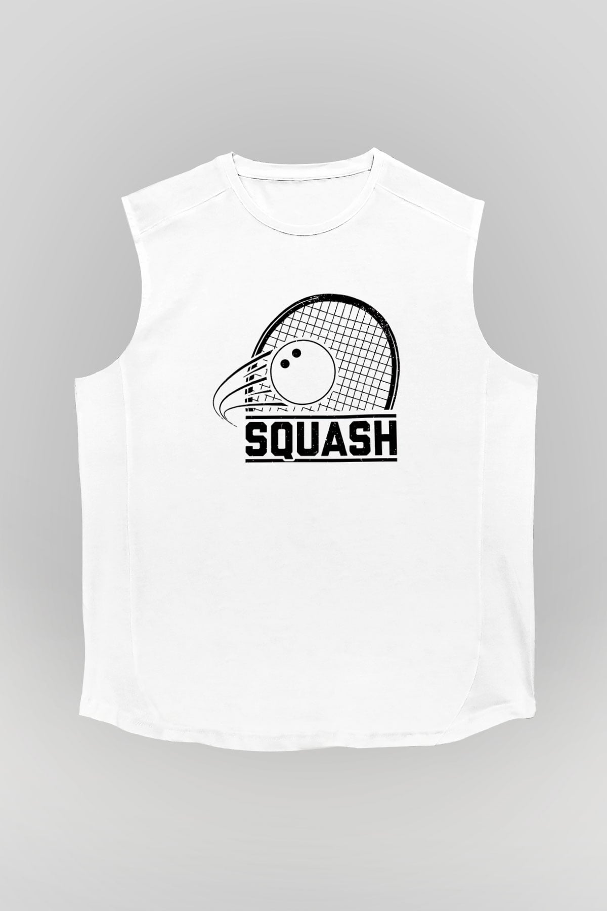Squash Baskılı Unisex Kolsuz Beyaz Tişört
