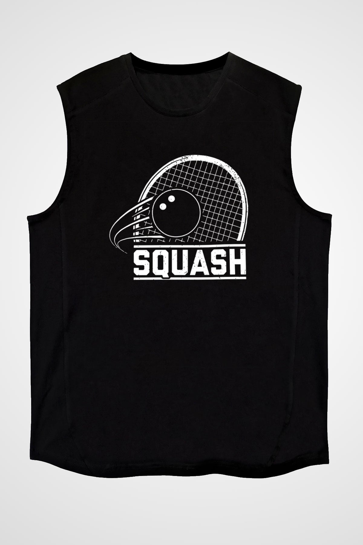 Squash Baskılı Unisex Siyah Kolsuz Tişört